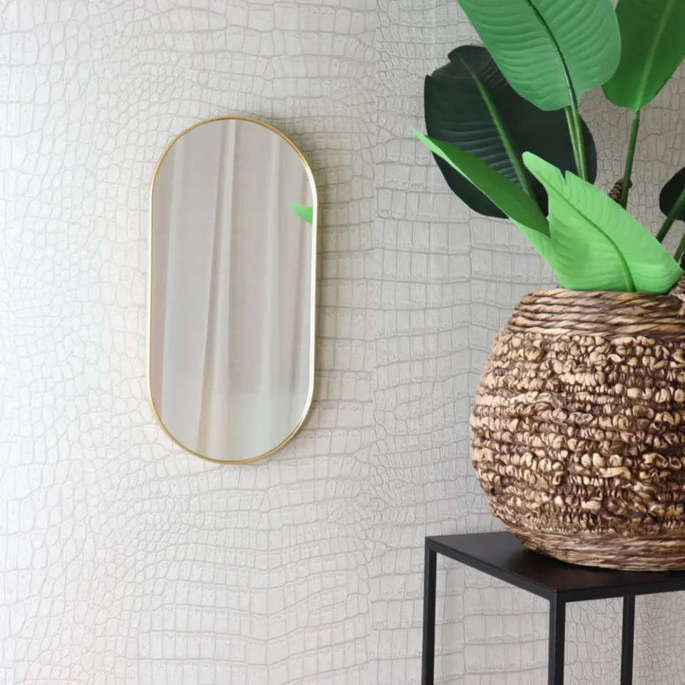 MISOU Spiegel Wandspiegel Rond Ovaal Goud 50 cm