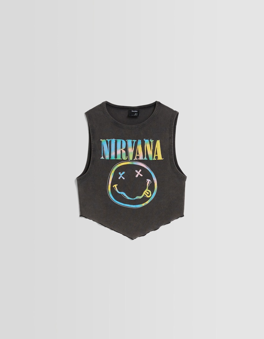 Camiseta sem mangas com estampa do Nirvana