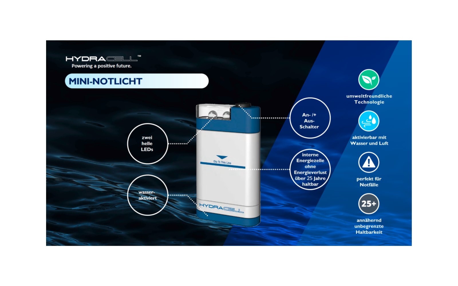 HydraCell Mini-Notlicht grau/blau Einzelpack