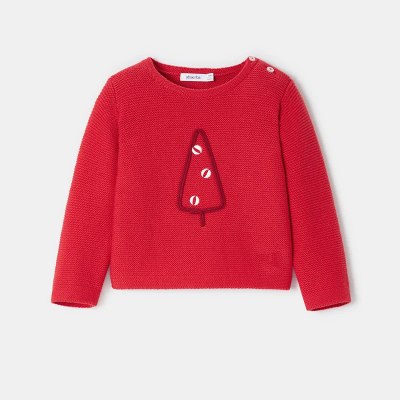 Pull de Noël en tricot rouge bébé garçon Absorba Rouge