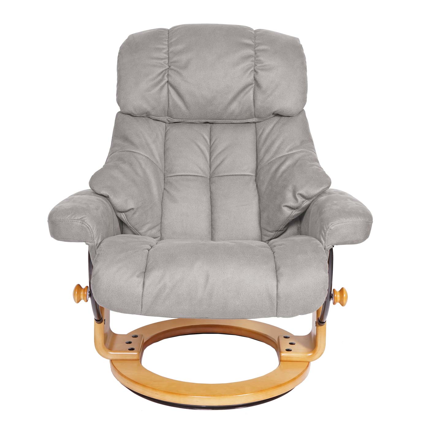 MCA Relaxsessel Edmonton, TV-Sessel Hocker, 180kg belastbar Stoff/Textil ~ hellgrau, Gestell naturbraun