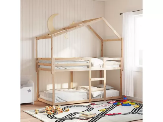 Lit superposé avec toit 75x190 cm bois de pin massif