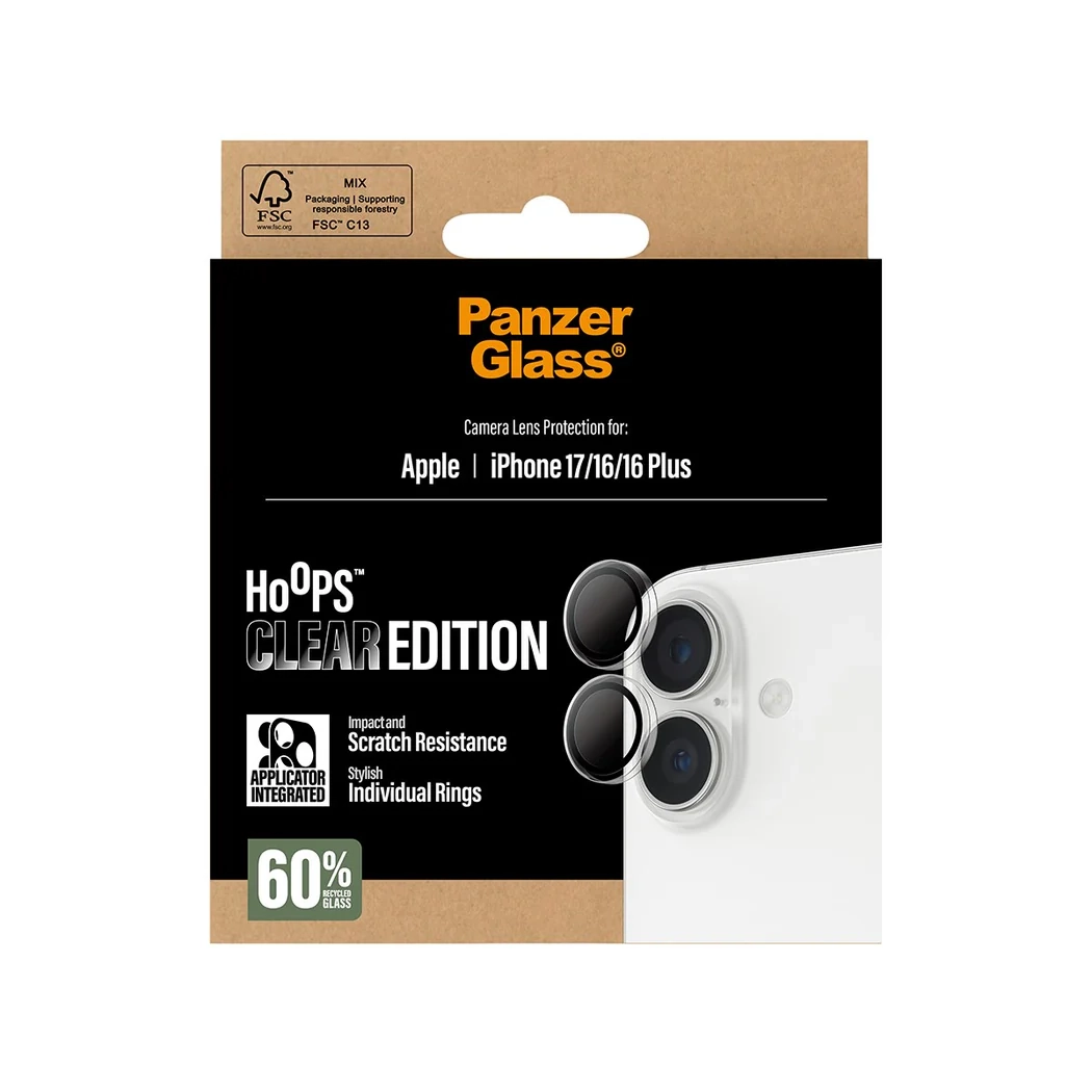 Hoops iPhone 17 Kameraschutz Objektiv Ring Protector Abdeckung (PG75123) - Transparent