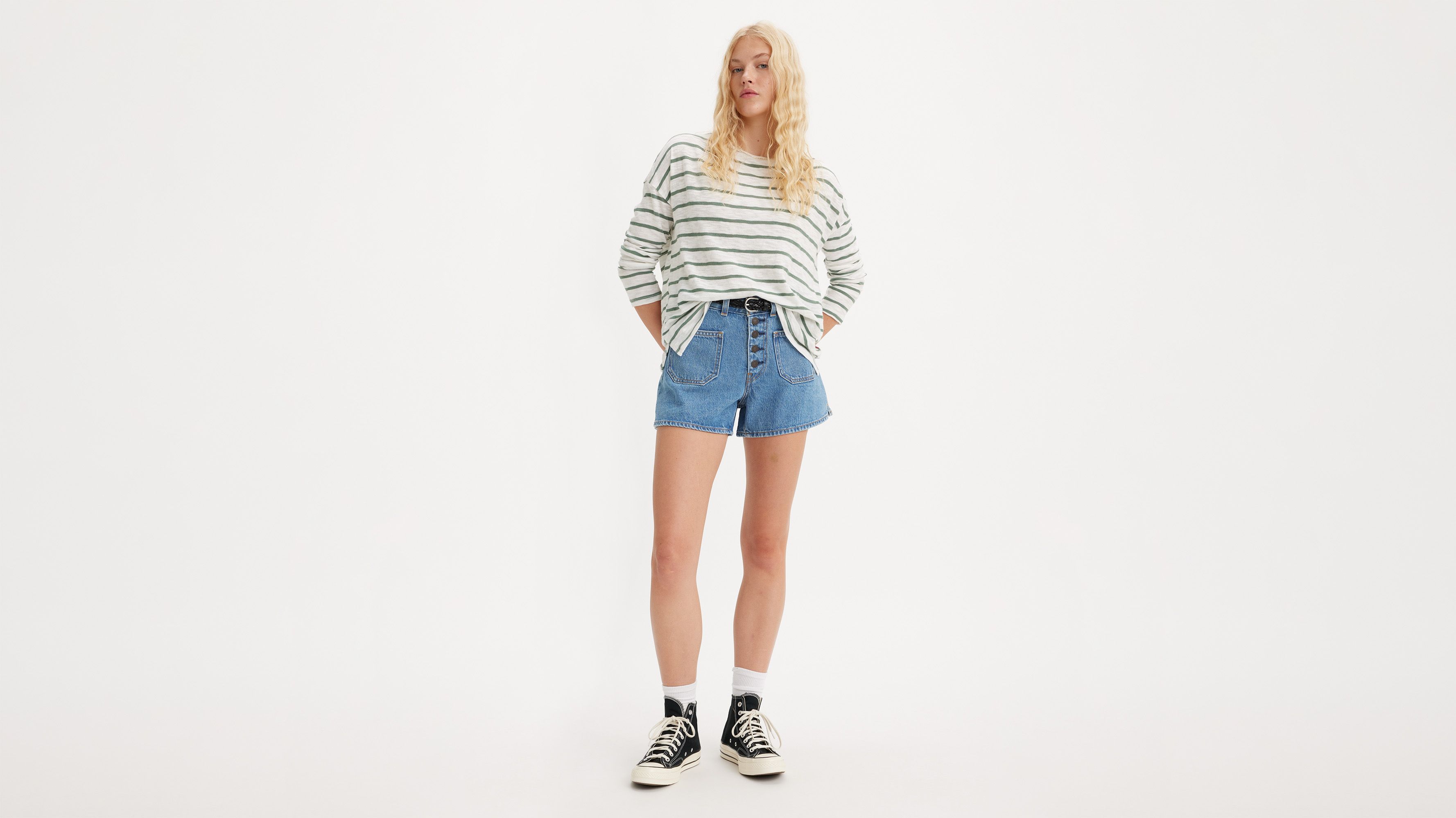 Short Mom ’80 poche plaquée - In Patches Short - Bleu