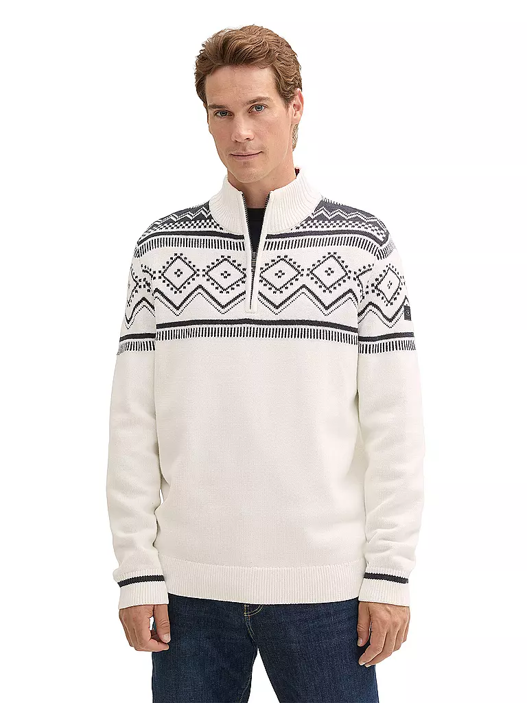 TOM TAILOR Troyer Pullover weiss