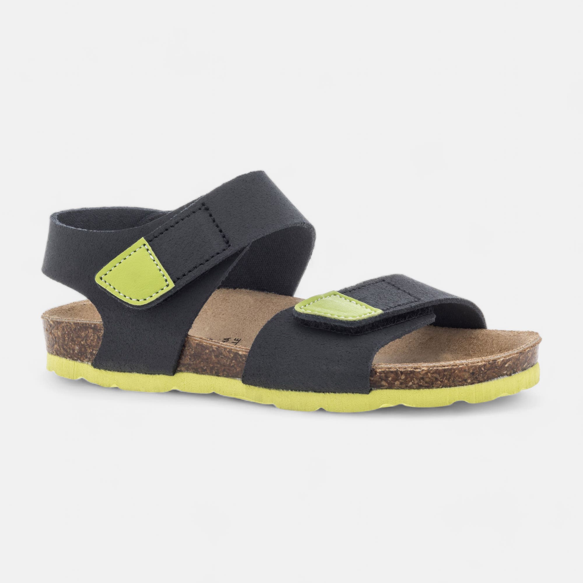 Mules semelle liège Garçon en cuir bleu marine