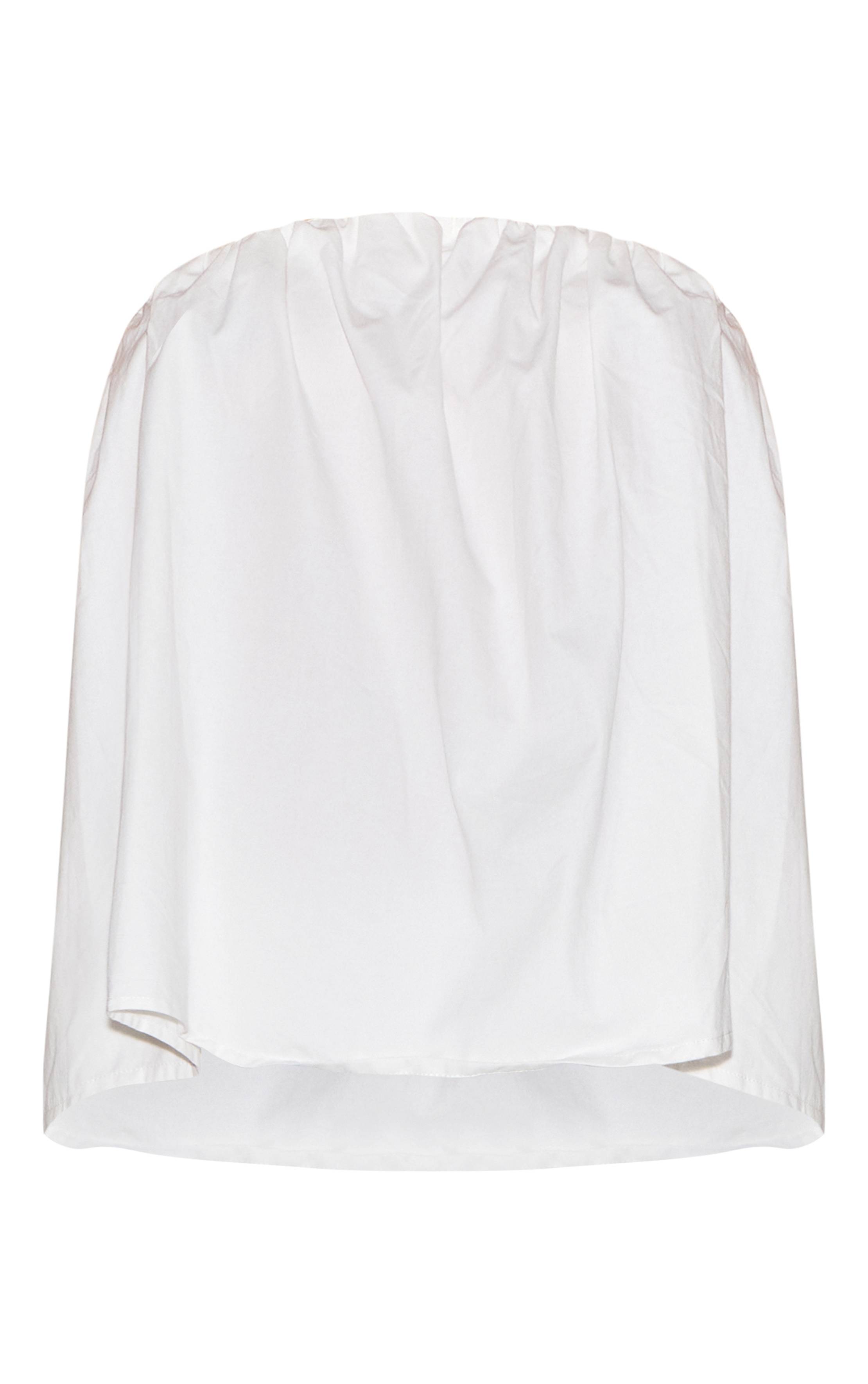 Crème Haut Bandeau Fluide En Coton Tissé Froncé