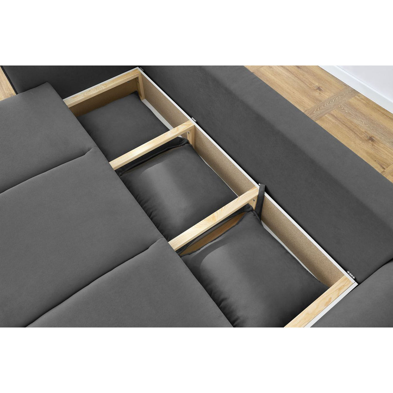 Bobochic Canapé 3 places convertible coffre Bouclette Leon gris foncé - 226x97x90 cm