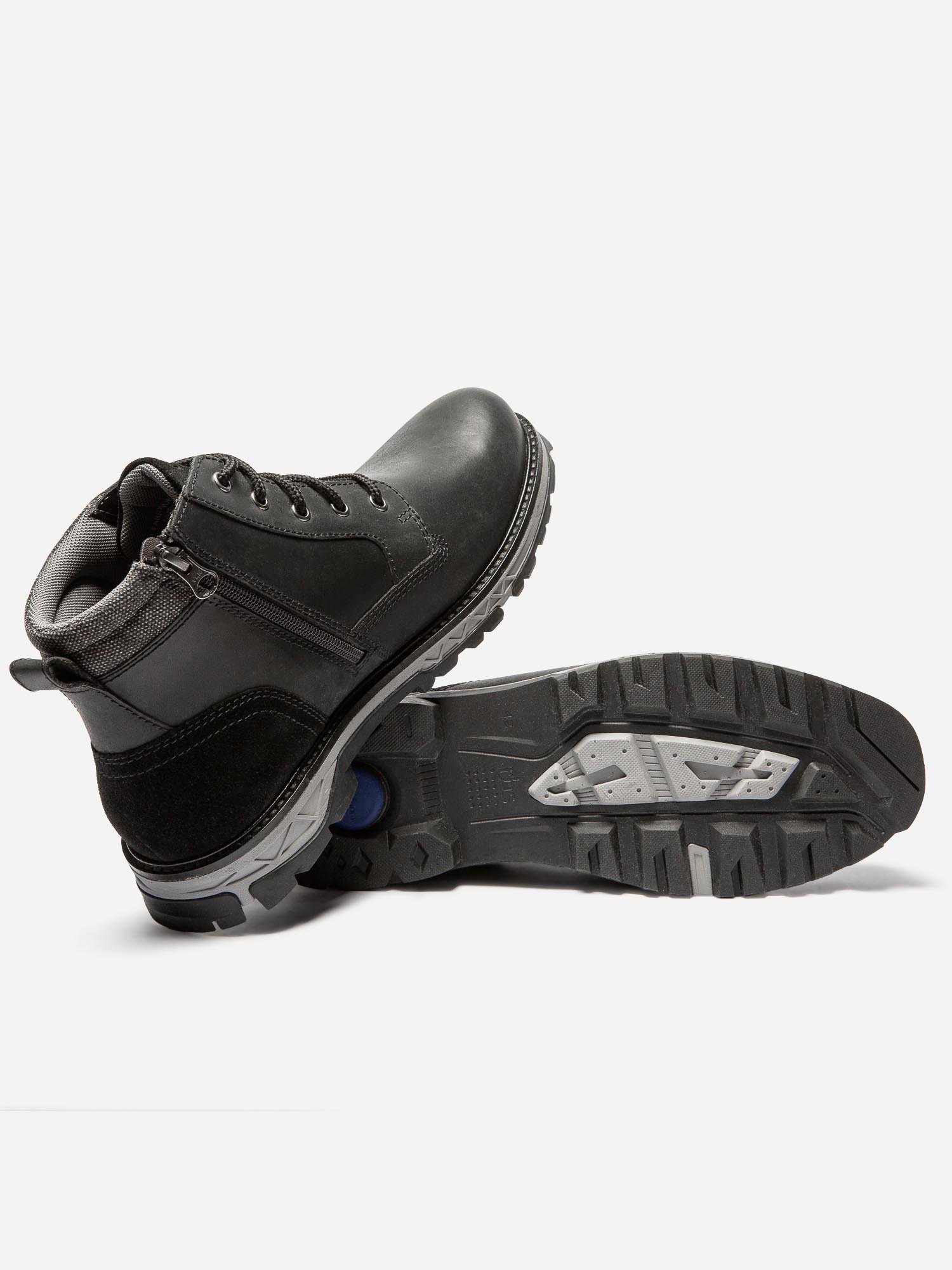 Boots Homme Confort Semelle Crantée Cuir Noir