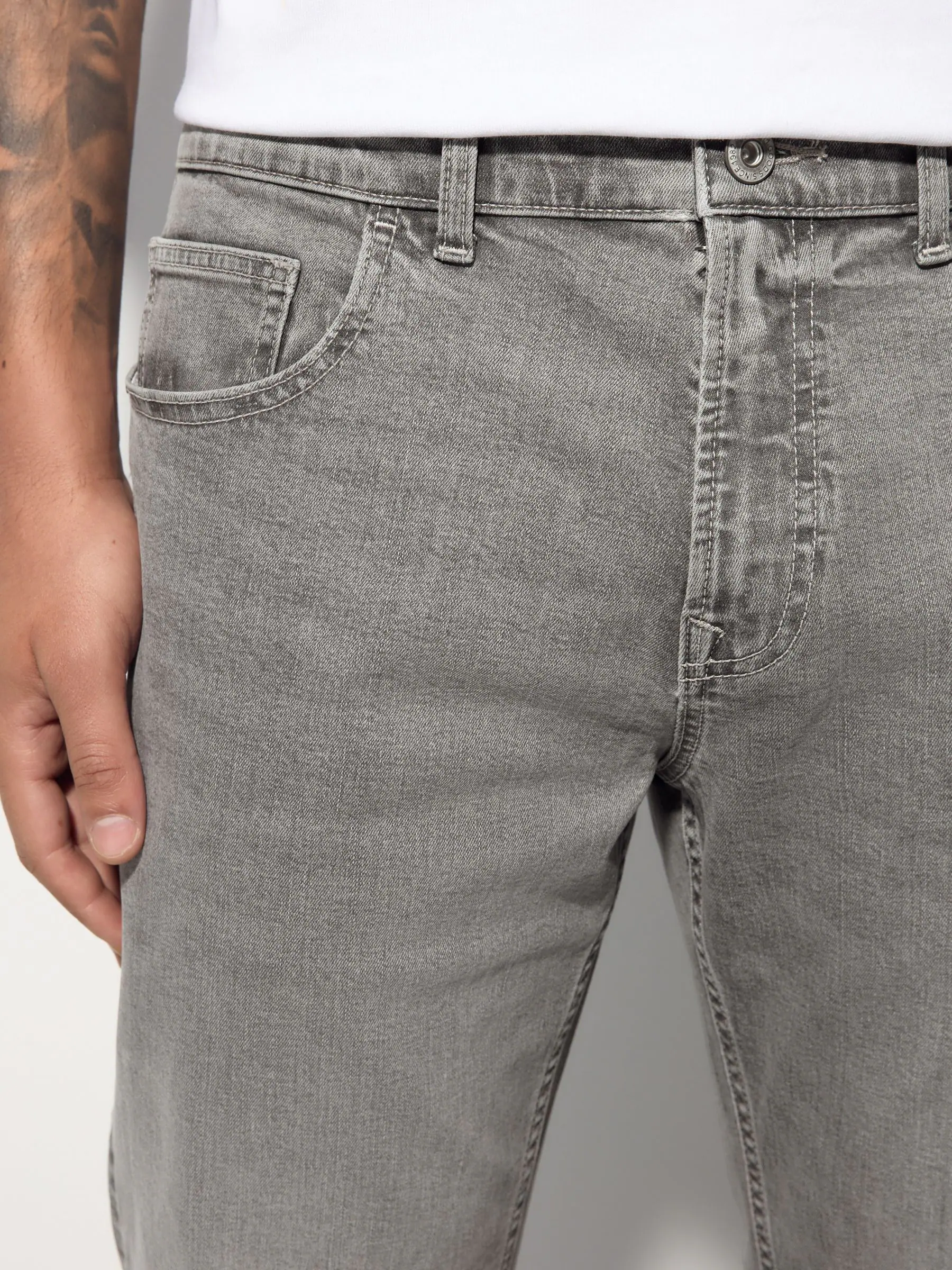 Mediumgrijs - Enkele - Slim fit klassieke stretchy jeans