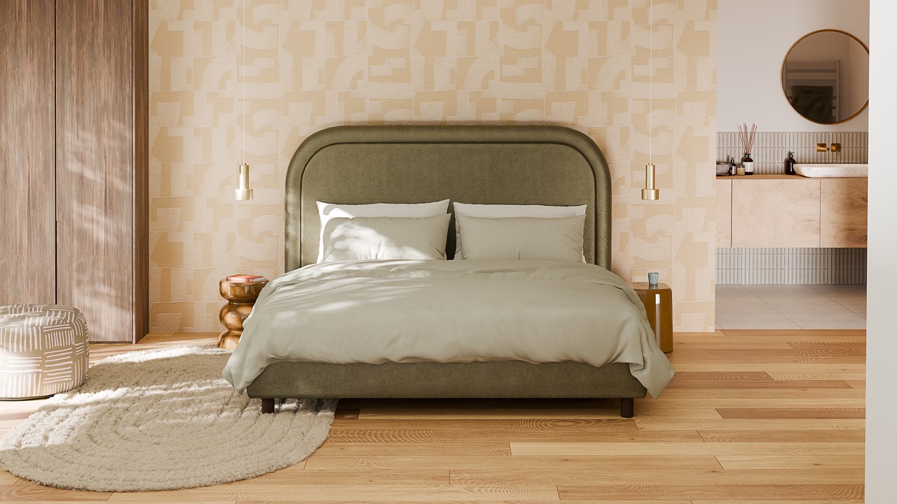 Bed Amber - Velvet glow dark green