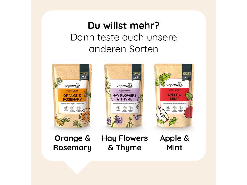 VapoWesp Ersatzkräuter Zitrone & Basilikum, 100 g Aromakräuter- Nachfüllpackung für die Räucherbox