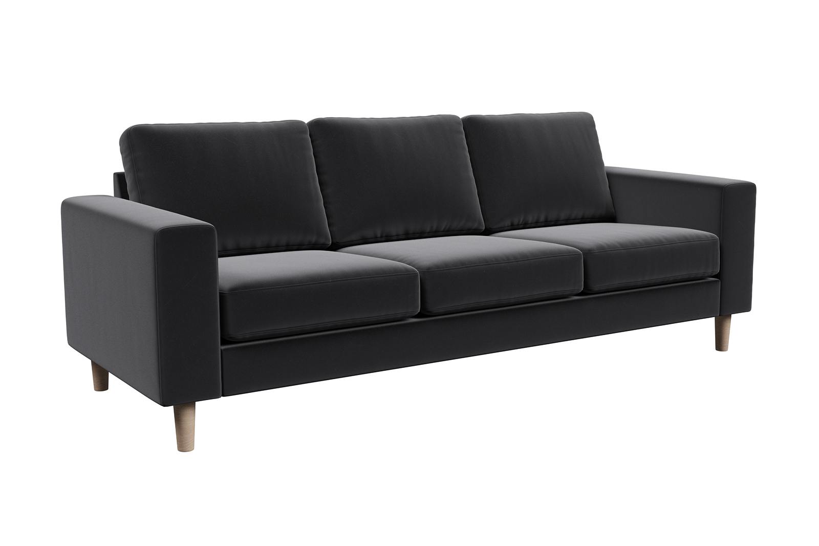 Hedda 3-seter 3-seter i tekstil Velvet Black med arm F 18 cm og ben nr 1 i hvitoljet eik