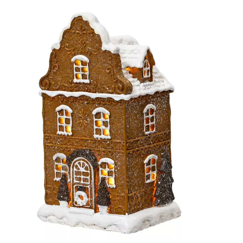 Maison de Noël illuminée à piles (H20 cm) Biscuit Pain d'épices