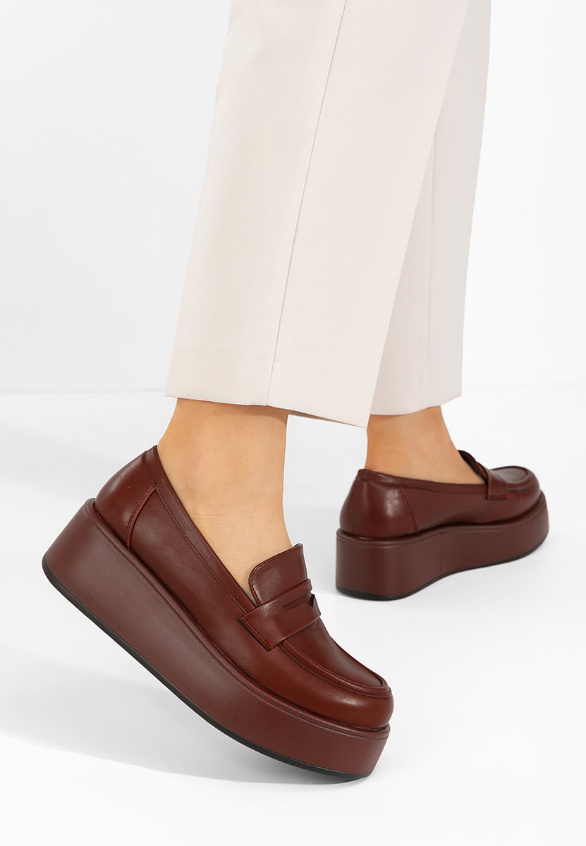 Mocassins à plateforme bordeaux Minky