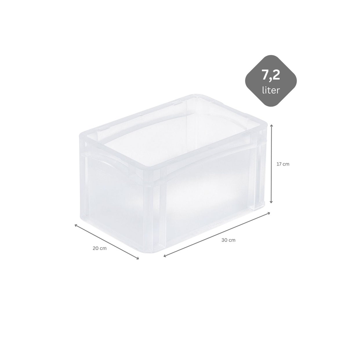 PROREGAL Transparante Eurobox BasicLine Met Gesloten Handvat HxBxD 17 x 20 x 30 cm 7,2 Liter Eurobox Transportbox