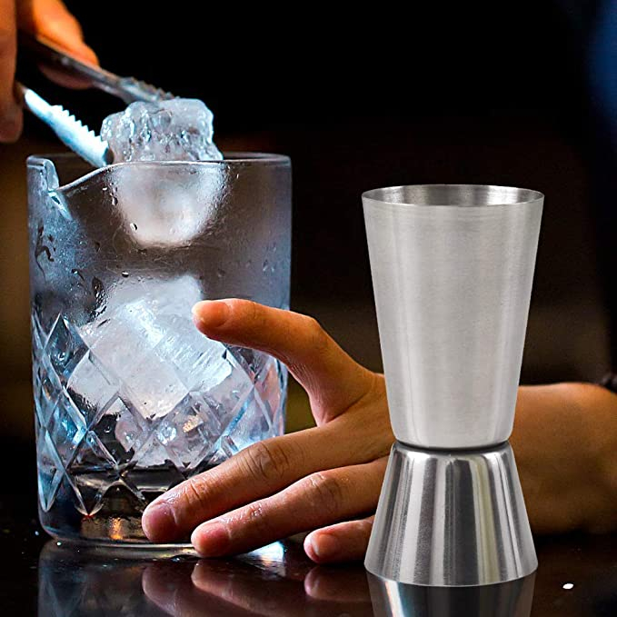 Edelstahl Messbecher Doppelseitiger Jigger Cocktail Barmass - Silber