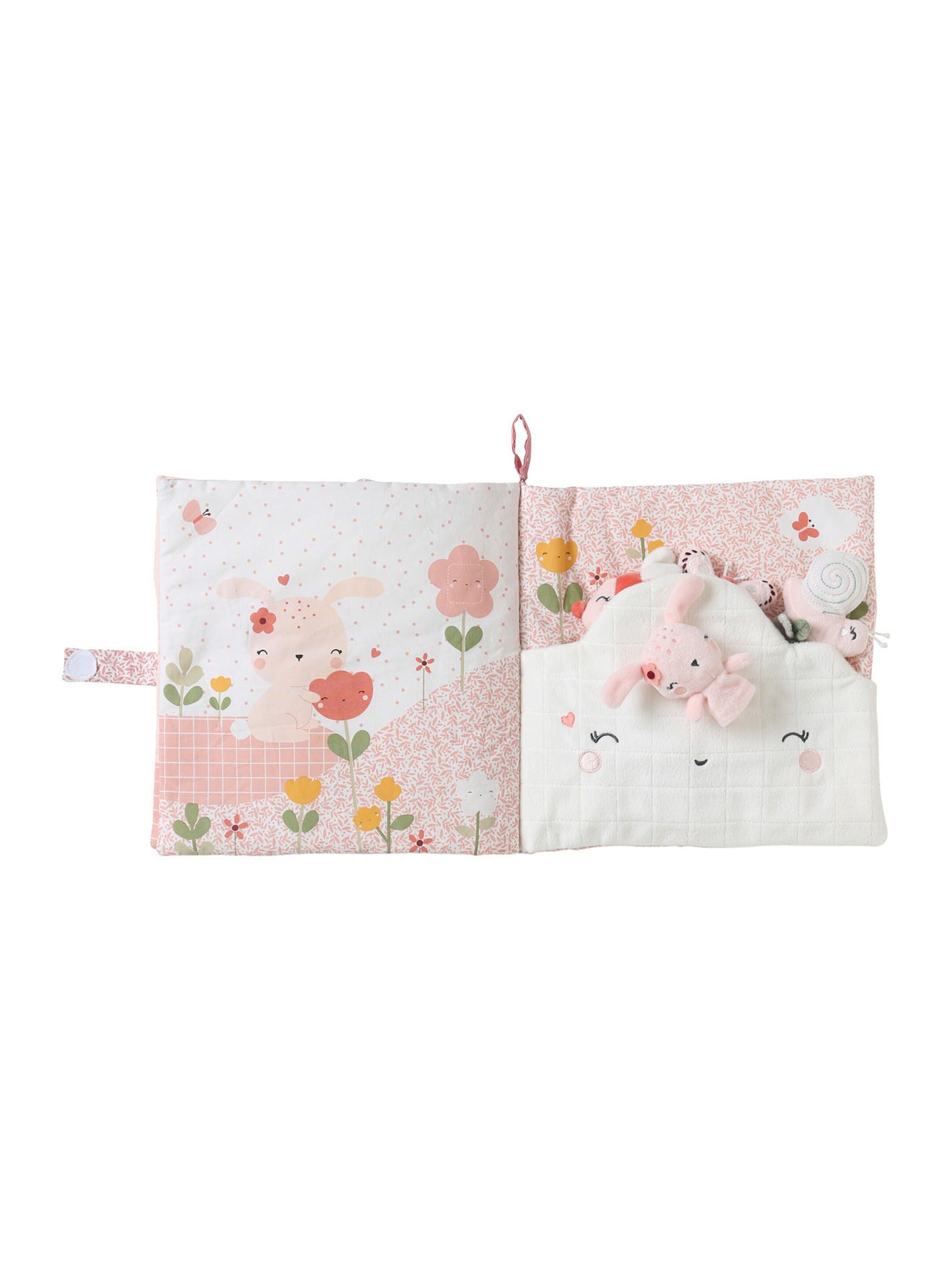 Vertbaudet Baby Stoffbuch mit Plüschtieren ROSA WELT mehrfarbig