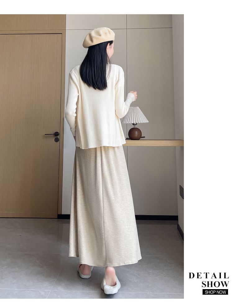 Magimomo - Hoge taille effen maxi A-lijn rok