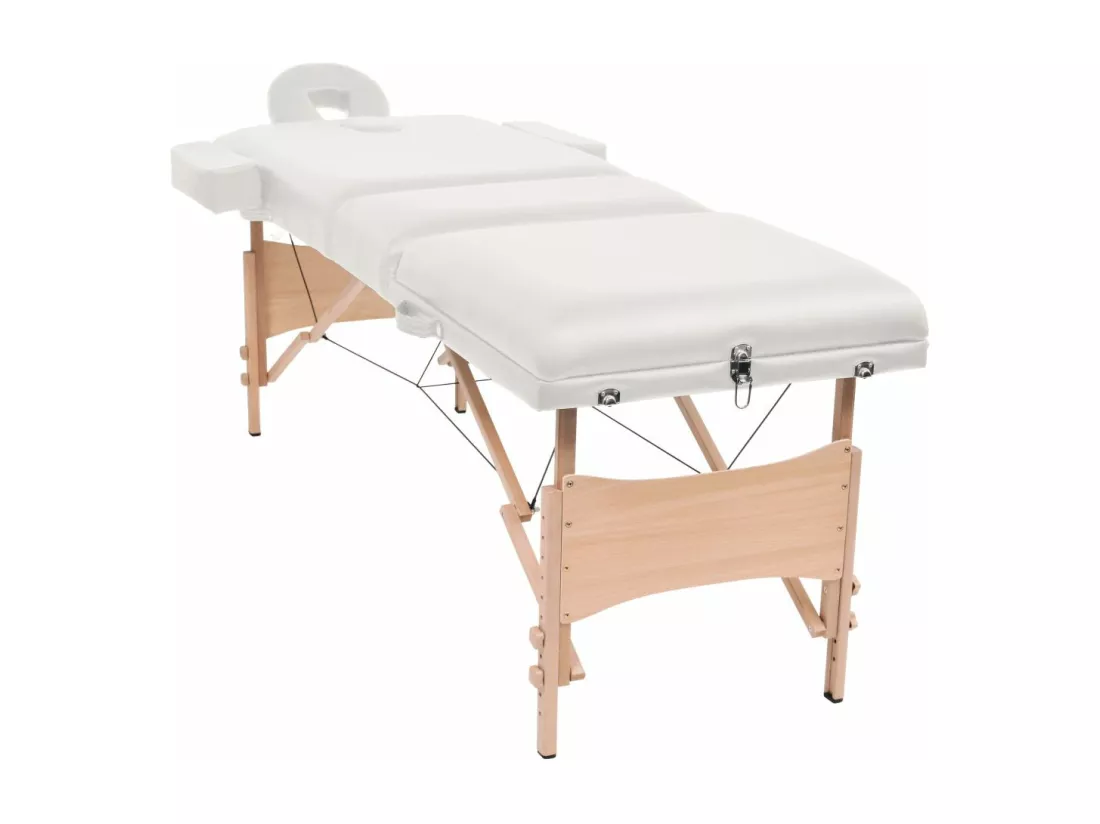 Table de massage pliable blanche 221 x 90 x 65 cm 02_0001864