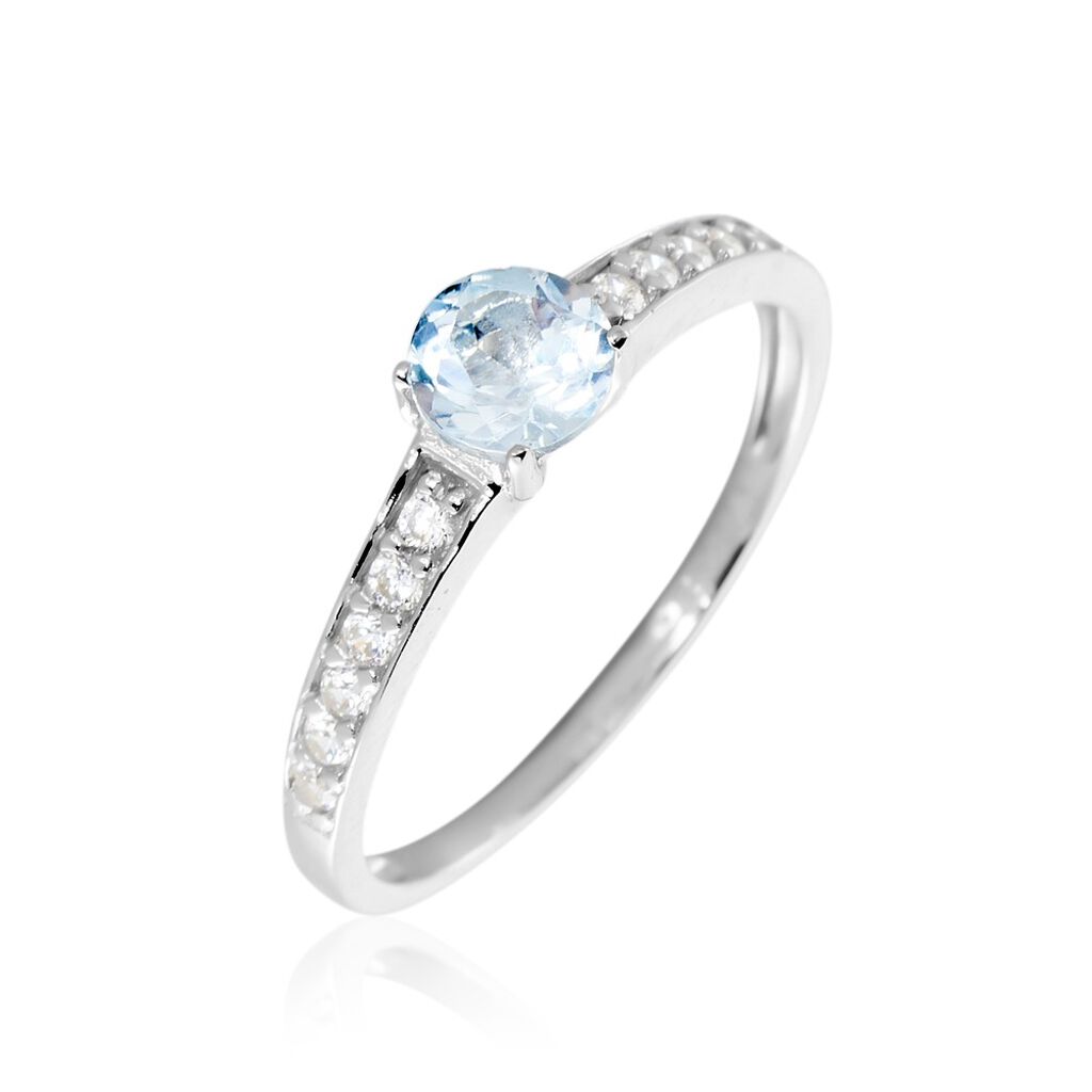 Bague Carrol Or Blanc Topaze Oxyde De Zirconium