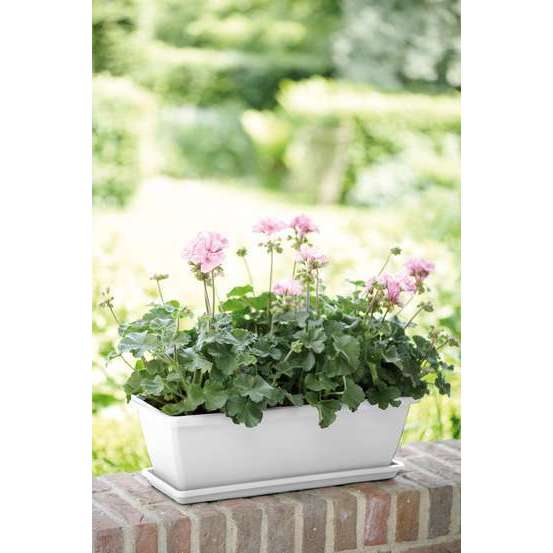 Jardinière barcelona en plastique blanc - 50x19,5x15,6 cm