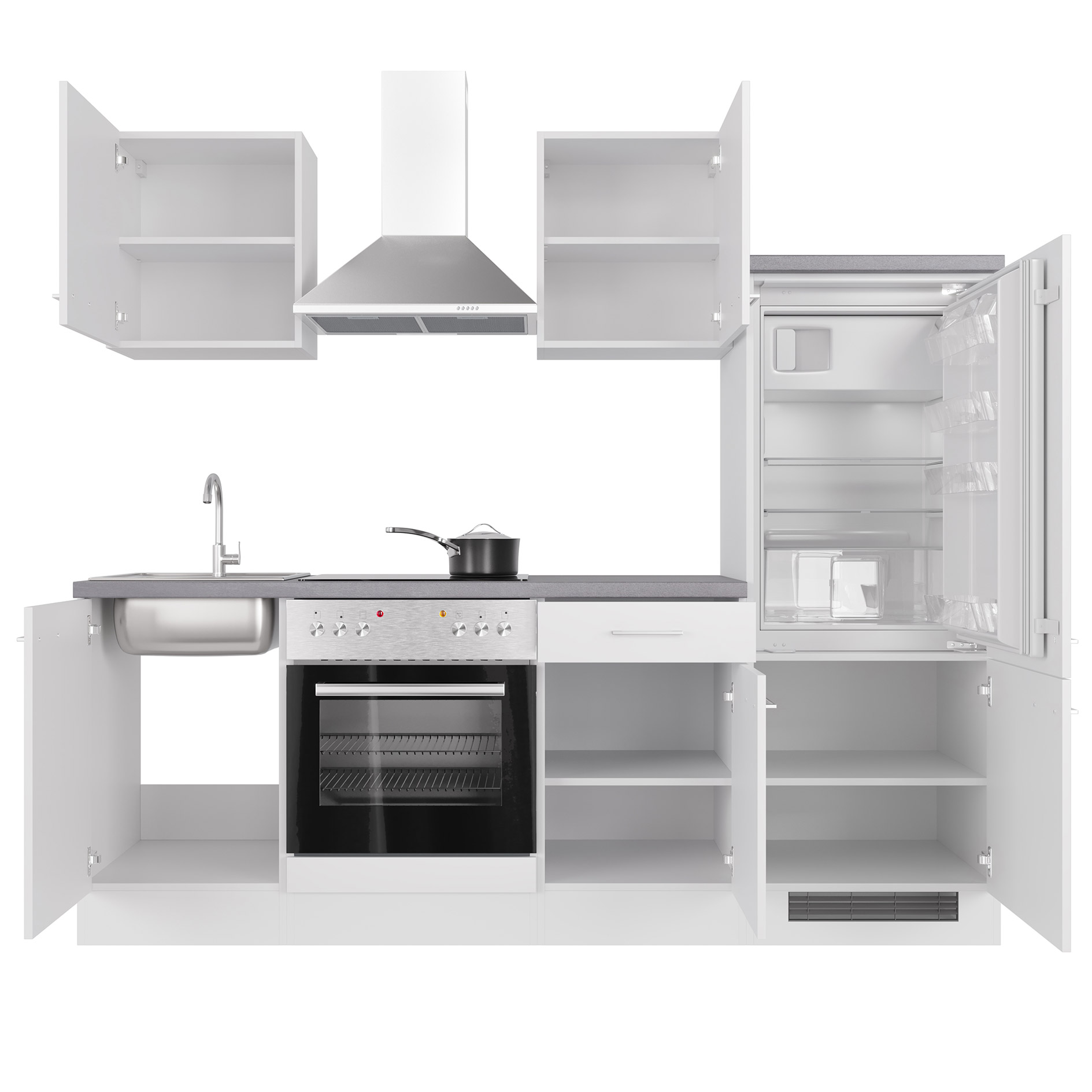 Küchenblock ELEA - weiß - mit E-Geräten - 220 cm
