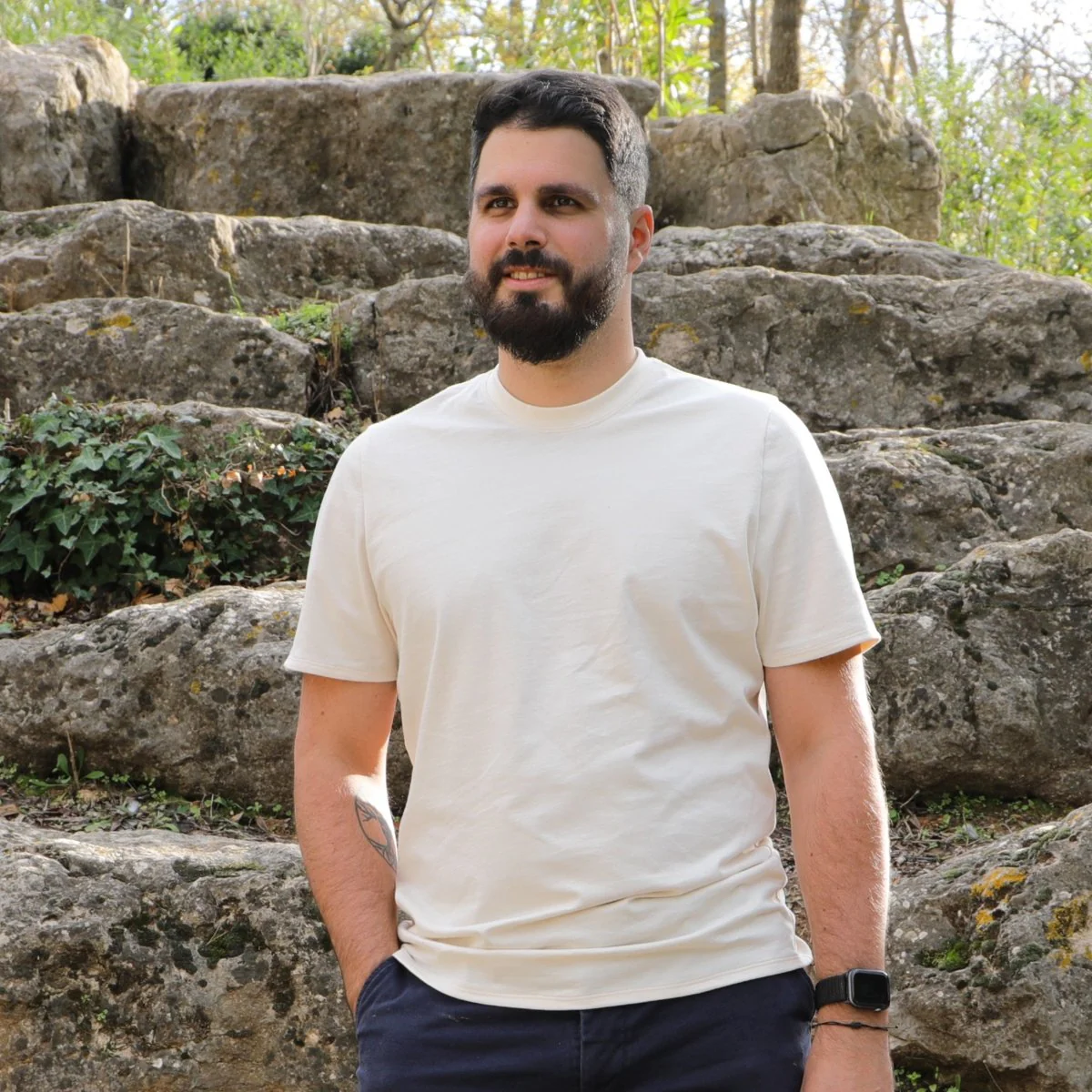 T-shirt en coton pour homme - Version 1 - XXS / Écru