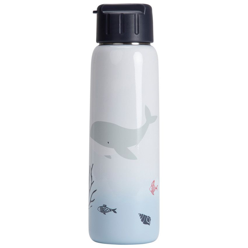 Gourde en métal avec paille 380 ml - Pretty sea - Ecru
