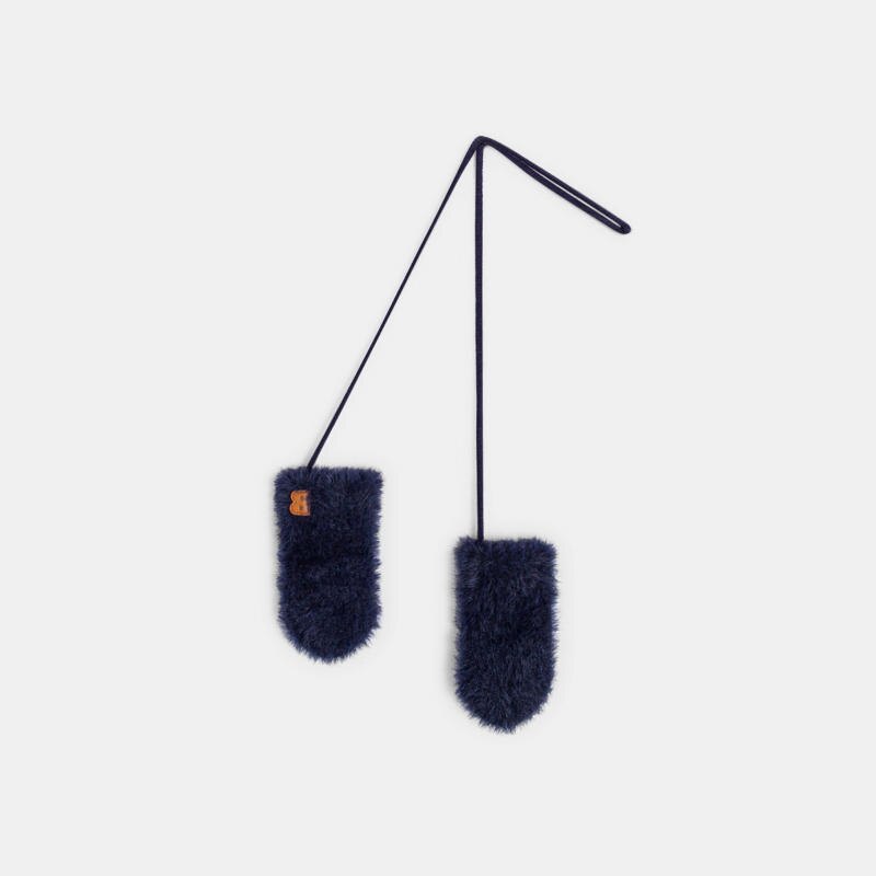 Moufles en maille tricot avec lien bleu bébé garçon Bleu