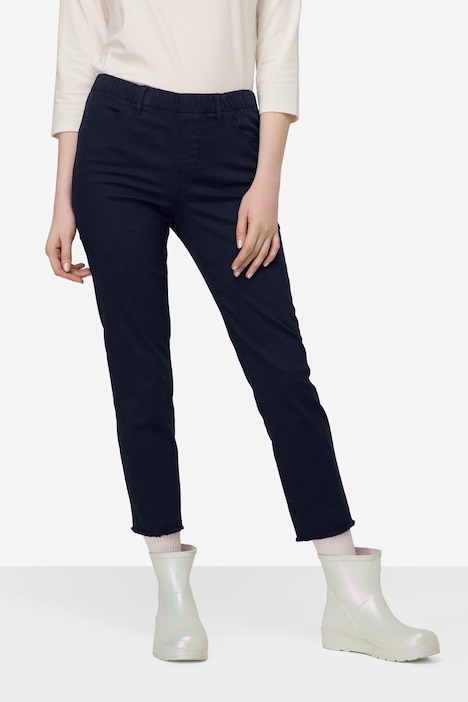 7/8-Slimhose, schmale Passform, 4-Pocket, Fransensaum, mit recyceltem Polyester