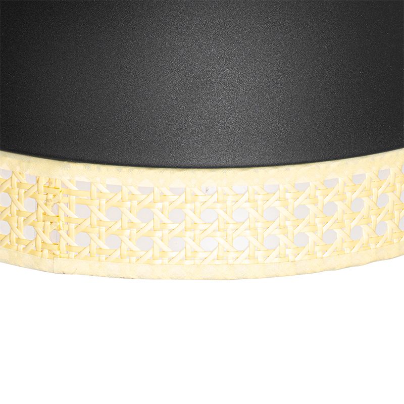 Oosterse hanglamp zwart met rotan 30 cm - Magna Rotan