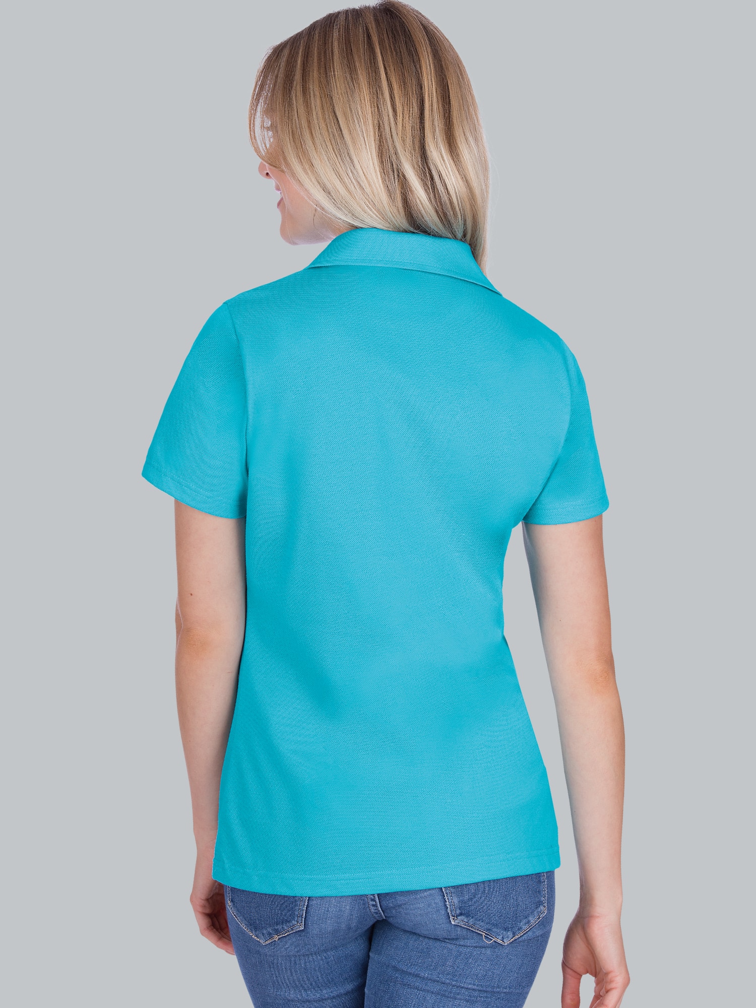 Poloshirt ohne Knopfleiste Azur