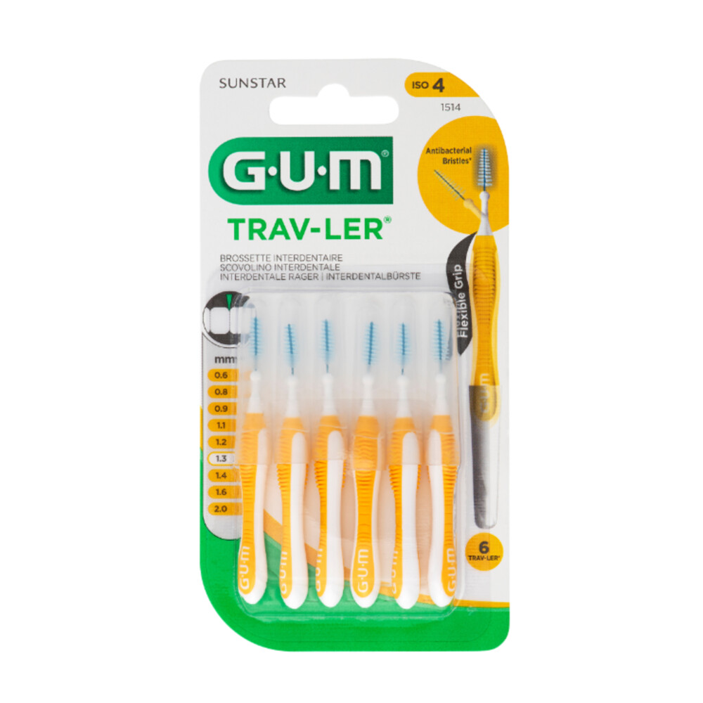 GUM Trav-Ler Ragers Geel 1.3mm6 stuks