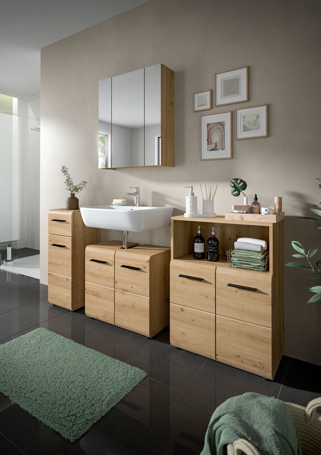 INOSIGN Badmöbel-Set »FLORENZ, TOPSELLER!, 3-teilige Badkombination, hochwertige MDF-Front« best. aus: 1 Unterschrank, 1 Waschbeckenunterschrank, 1 Spiegelschrank,
