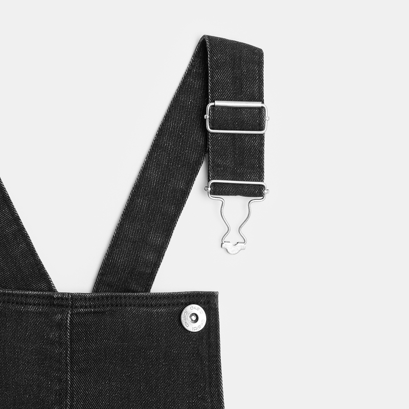 Robe-salopette en jean noire fille