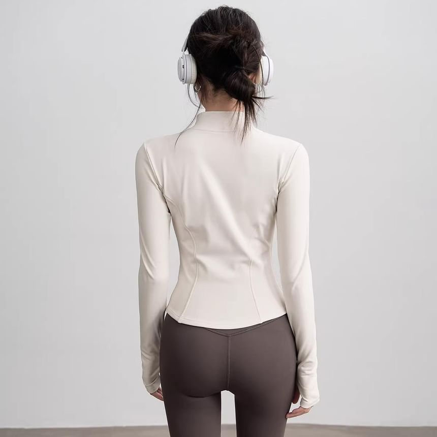 Claduodoe - Sportjack met opstaande kraag, effen rits en cropped pasvorm