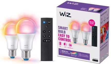 WiZ - Lamp 2-pack - Slimme LED Verlichting - Gekleurd en Wit Licht - E27 Fitting - Mat
