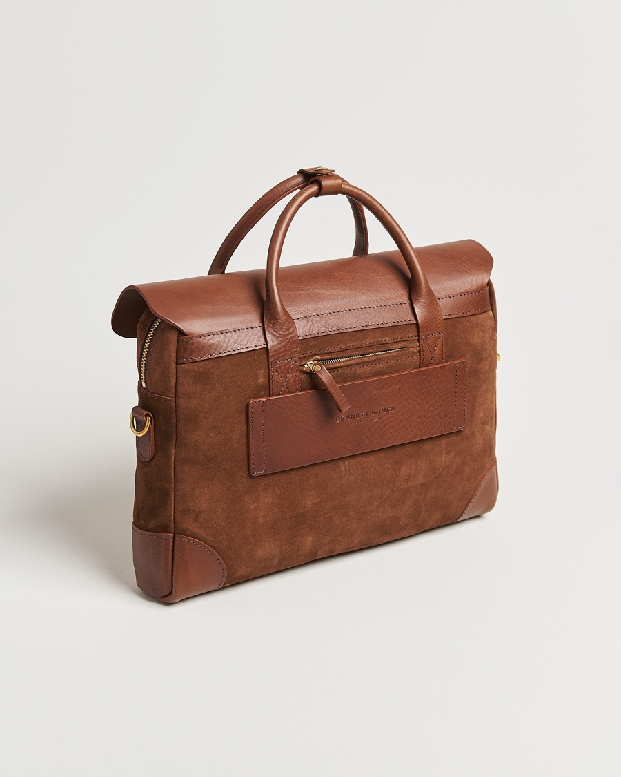 Bennett Winch Suede Briefcase Brown