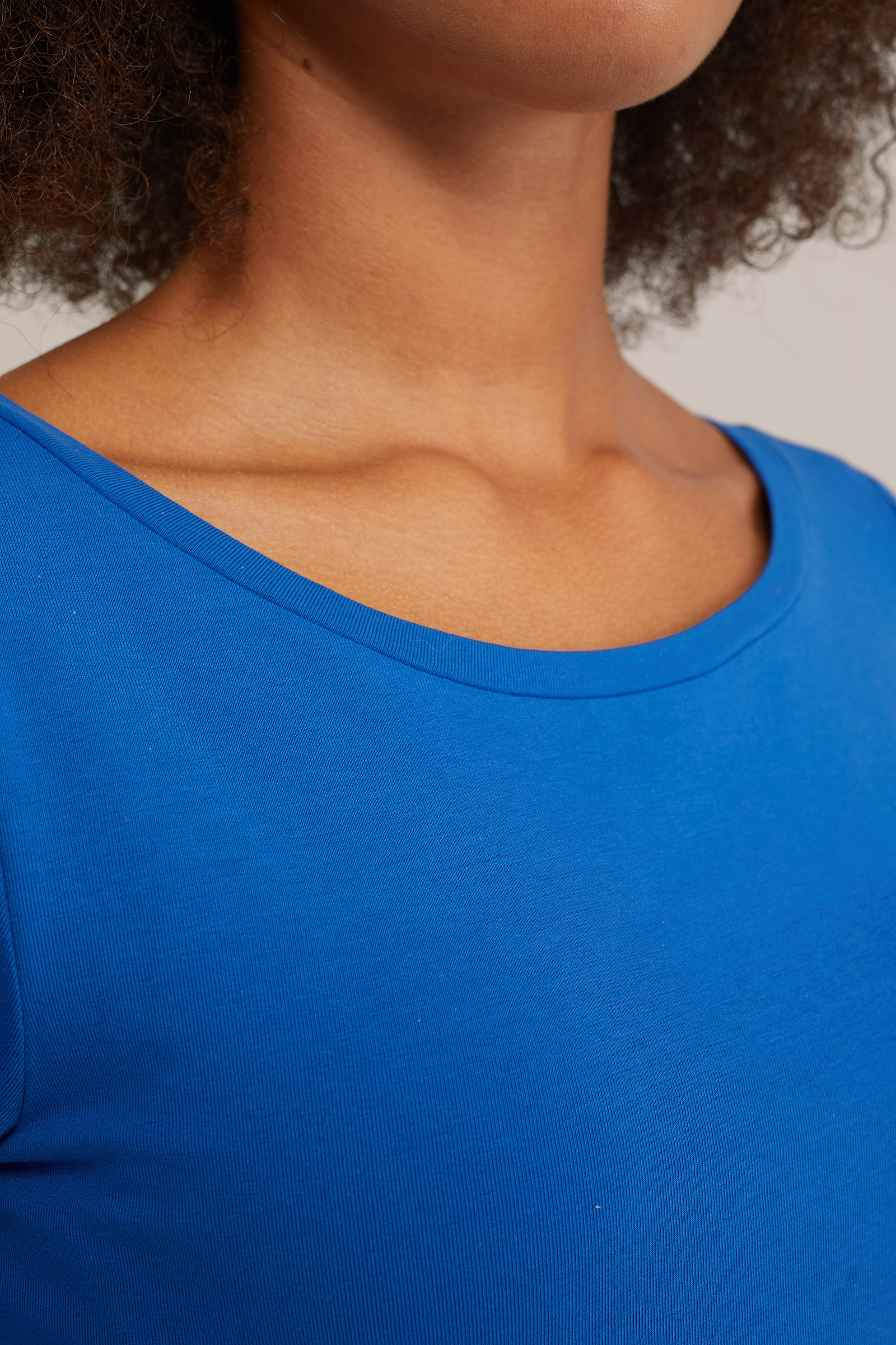 T-shirt van katoenmix WE Fashion Kobaltblauw