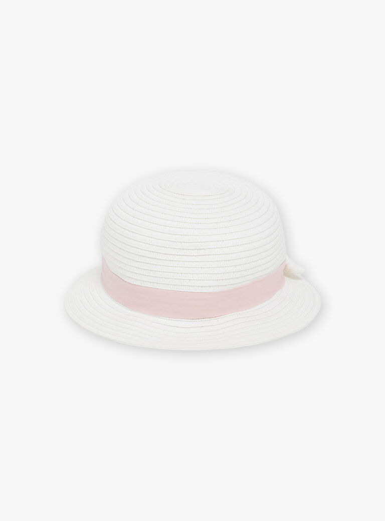 Chapeau de paille ivoire avec noeud