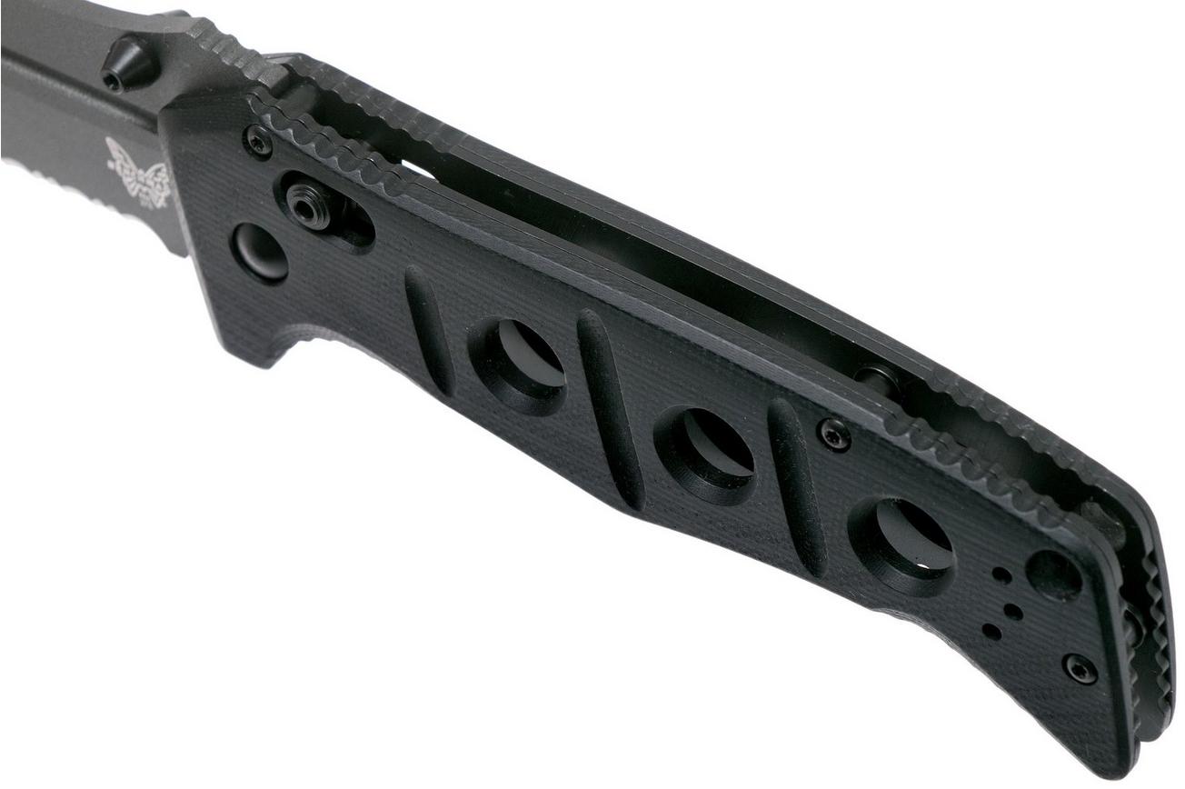 Benchmade 275SGY-1 Sibert Adamas Black G10, Tungsten Grey Serrated zakmes, Shane Sibert design