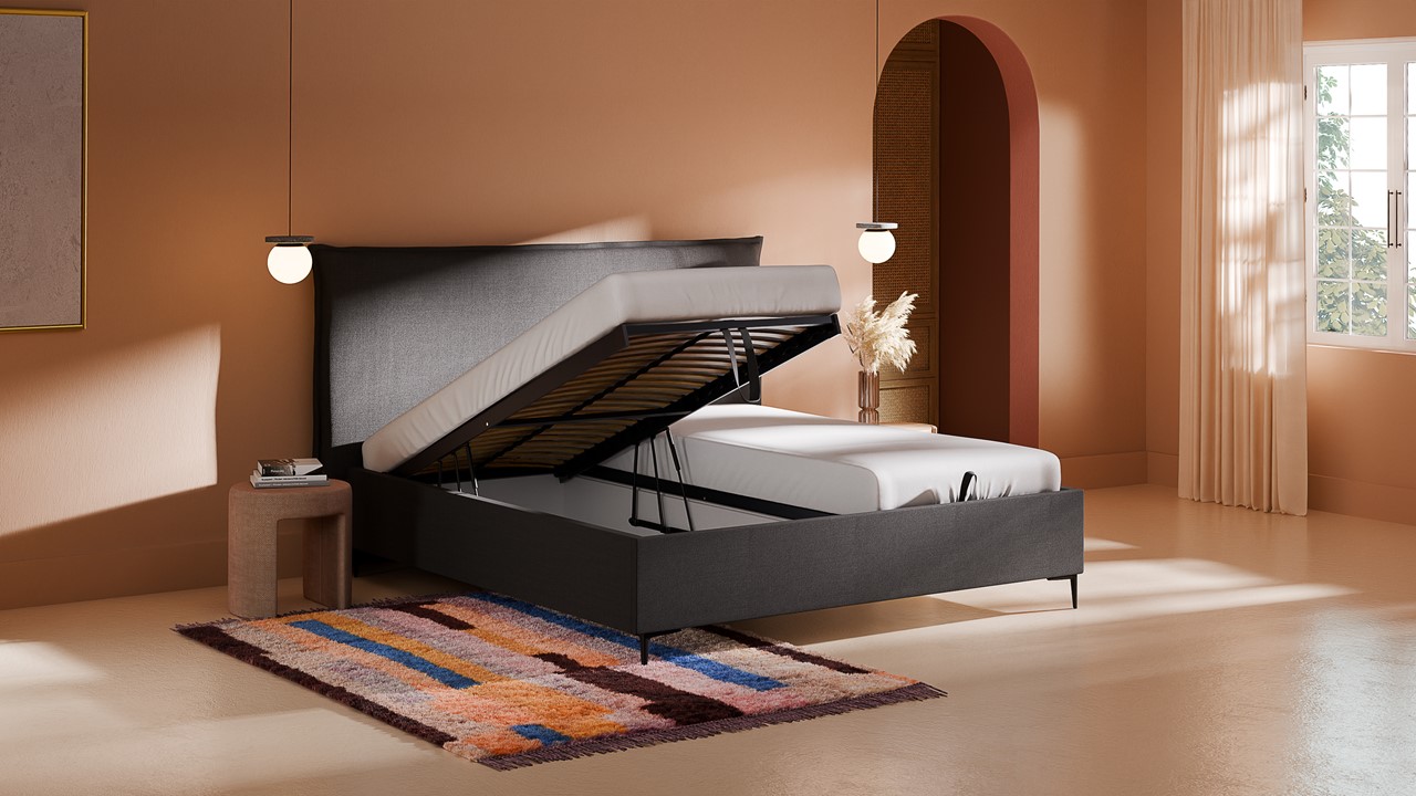 Opbergbed Morgan - Pure touch charcoal