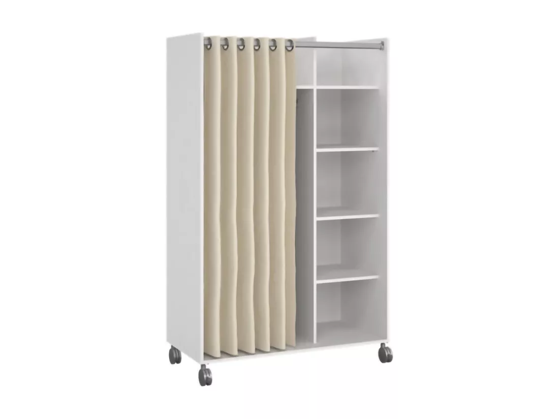 Grande Garde-robe Dsesi, Meubles de chambre, Penderie de plain-pied, Placard à vêtements, 100x48 h160 cm, Blanc