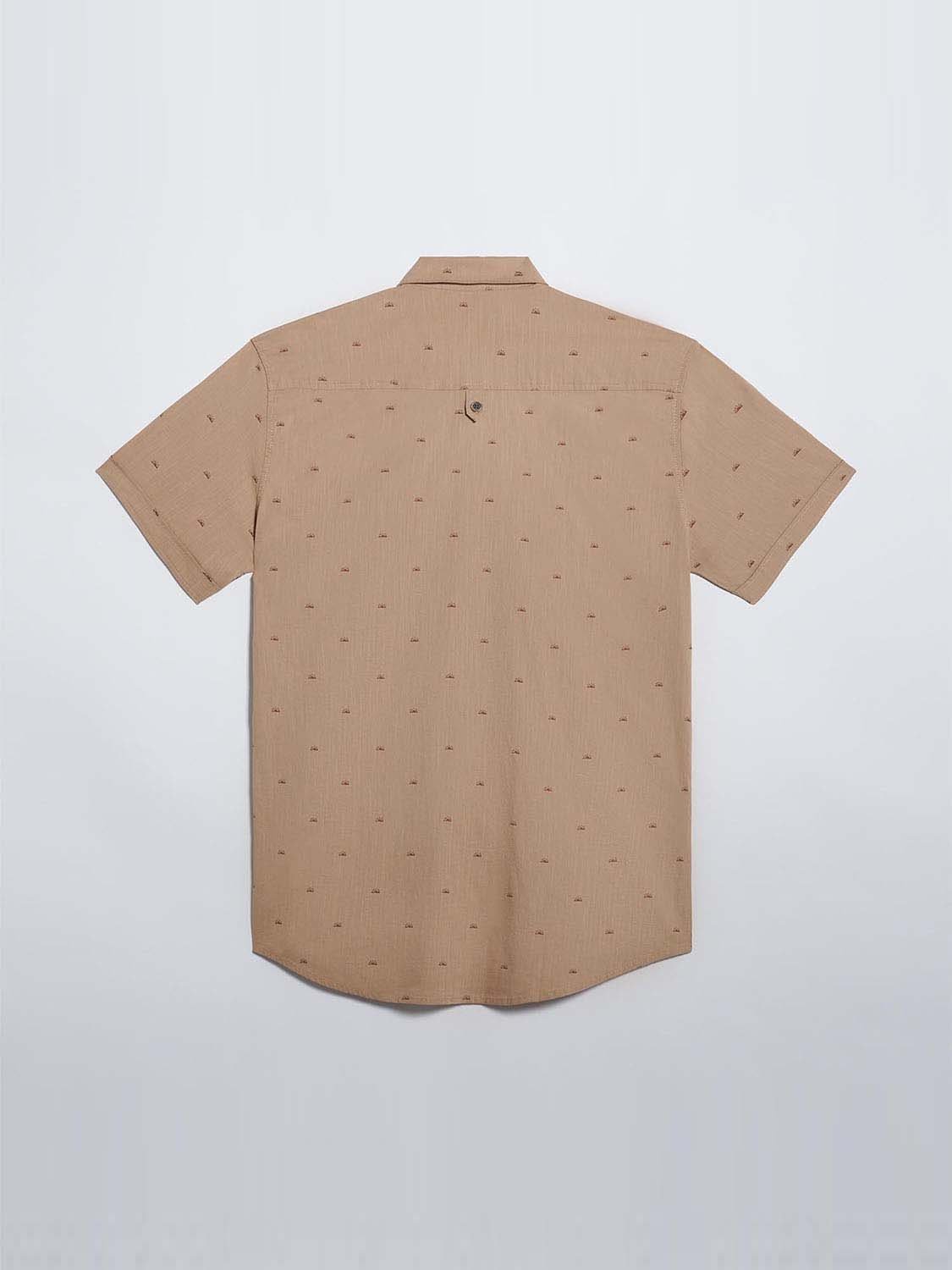 Chemise Homme Manches Courtes Coton Beige