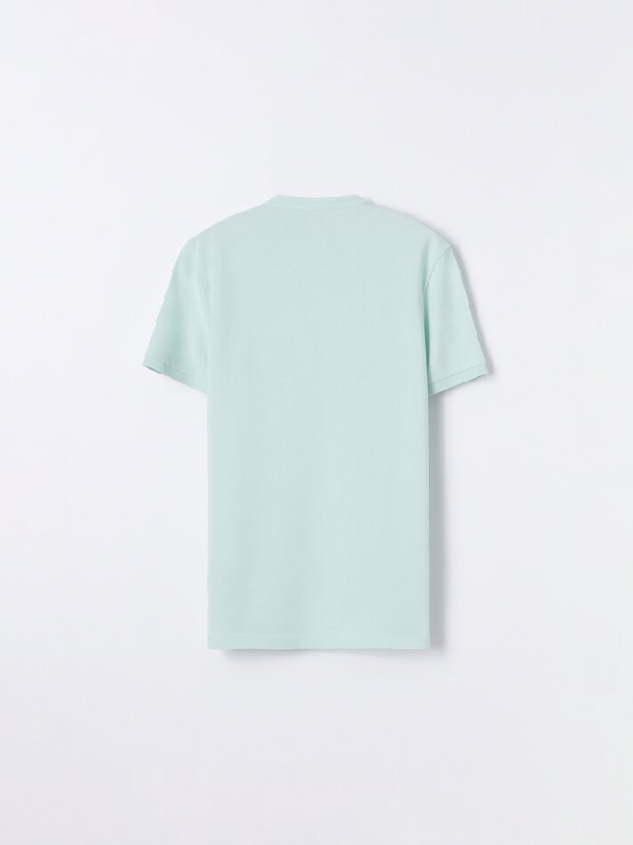 Camisa polo com gola mandarim - Tamanho Médio Turquesa