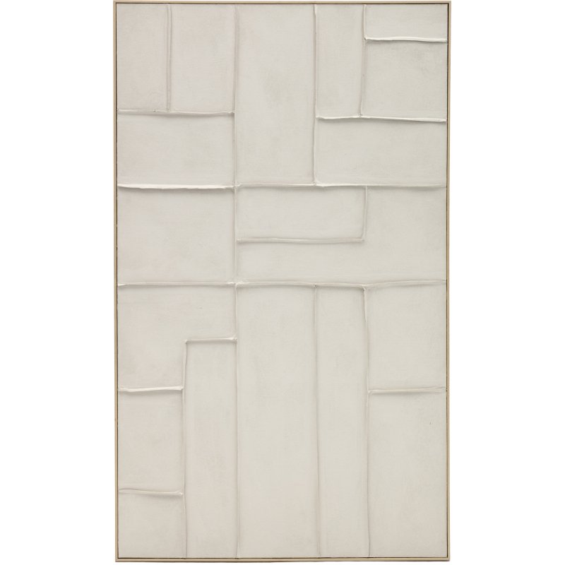 Tableau Klis en lin avec formes géométriques blanc 120 x 200 cm