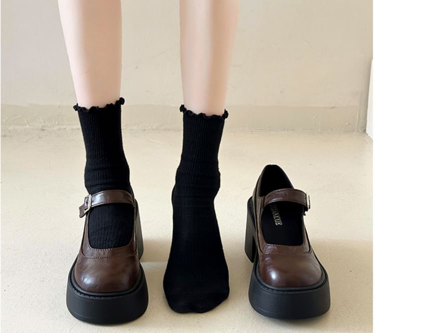 Nikao - Mary Jane pumps met plateauhak en blokhak