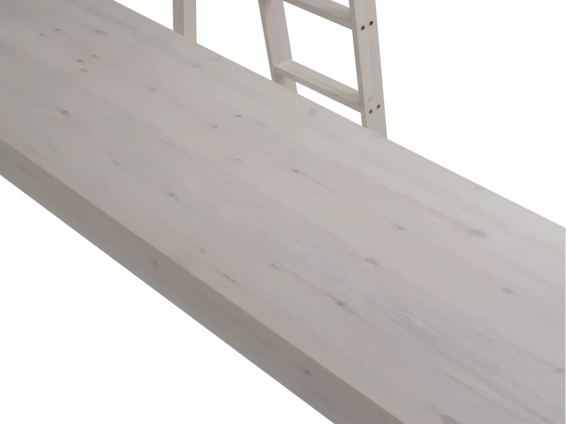 Lit mezzanine GEDEON II - 90 x 190 cm - Avec bureau - Pin massif - Blanchi