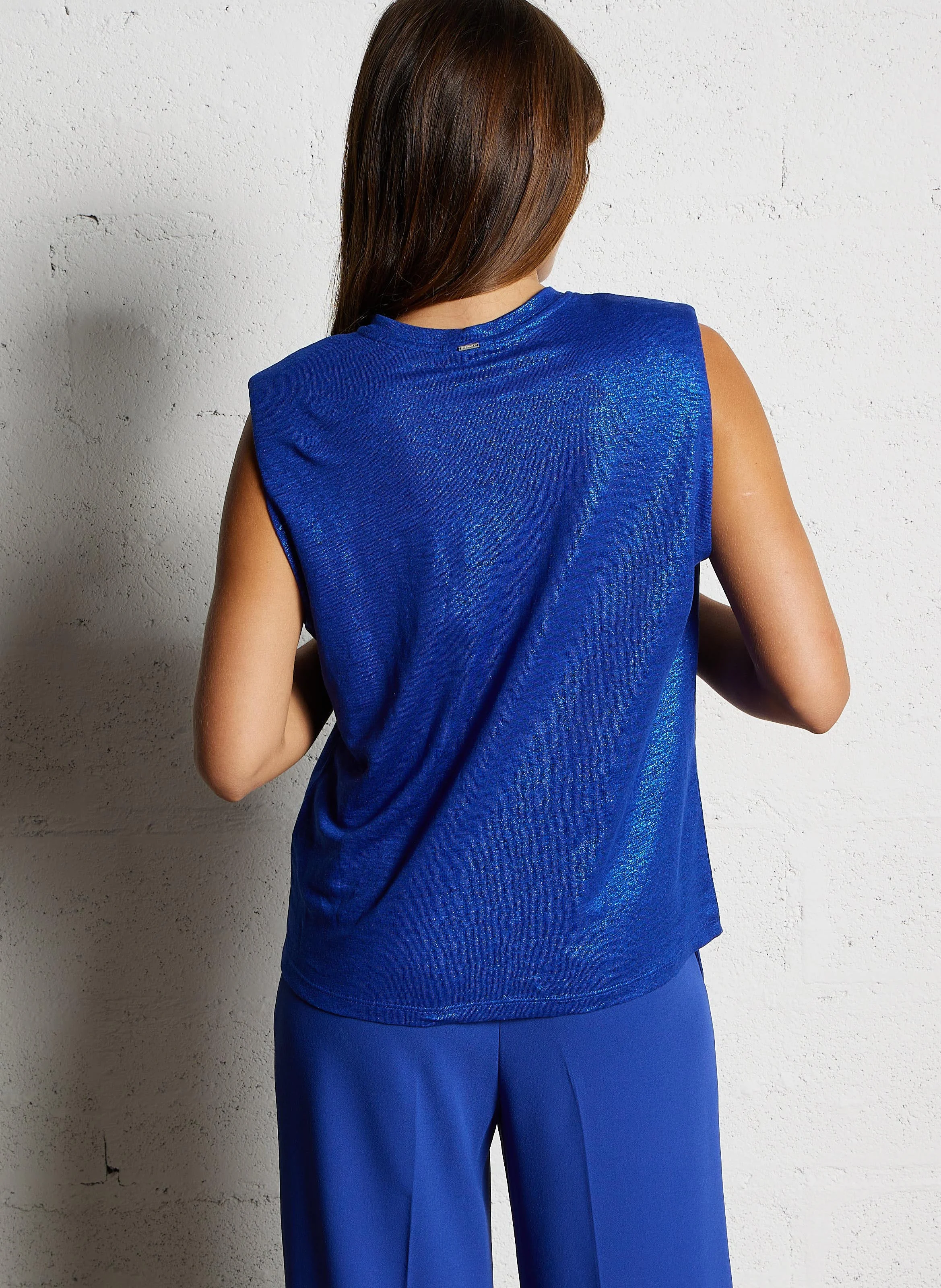 Tee-shirt col rond en lin | Bleu